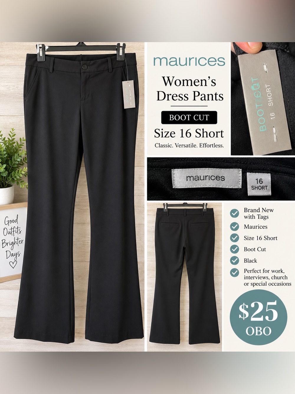 Maurices Black Boot Cut Dress Pants